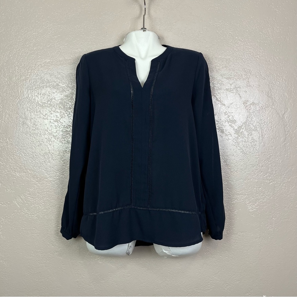 MICHAEL Michael Kors Navy Blue V-neck Long Sleeve Blouse‎ Size M - Picture 10 of 14